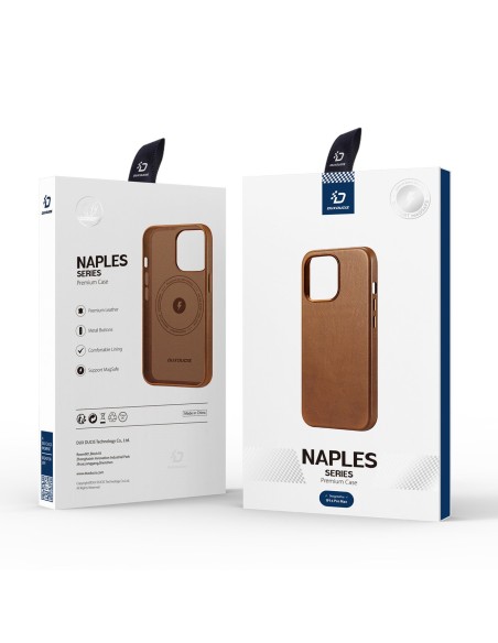 Dux Ducis Naples dėklas iPhone 14 Pro Max magnetinis odinis MagSafe dangtelis rudas Dux Ducis Naples dėklas iPhone 14 Pro Max magnetinis odinis MagSafe dangtelis rudas
