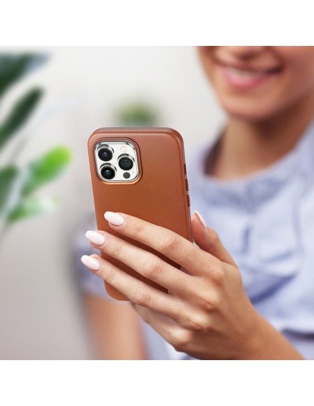 Dux Ducis Naples dėklas iPhone 14 Pro Max magnetinis odinis MagSafe dangtelis rudas Dux Ducis Naples dėklas iPhone 14 Pro Max magnetinis odinis MagSafe dangtelis rudas