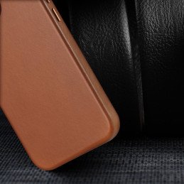Dux Ducis Naples dėklas iPhone 14 Pro Max magnetinis odinis MagSafe dangtelis rudas