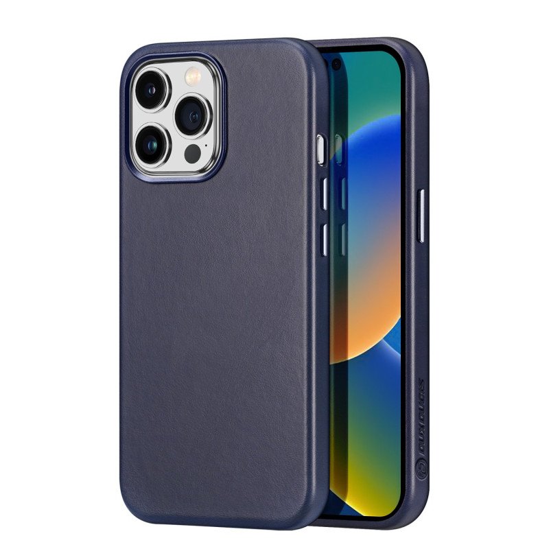 Dux Ducis Naples dėklas iPhone 14 Pro Max magnetinis odinis dėklas MagSafe mėlynas