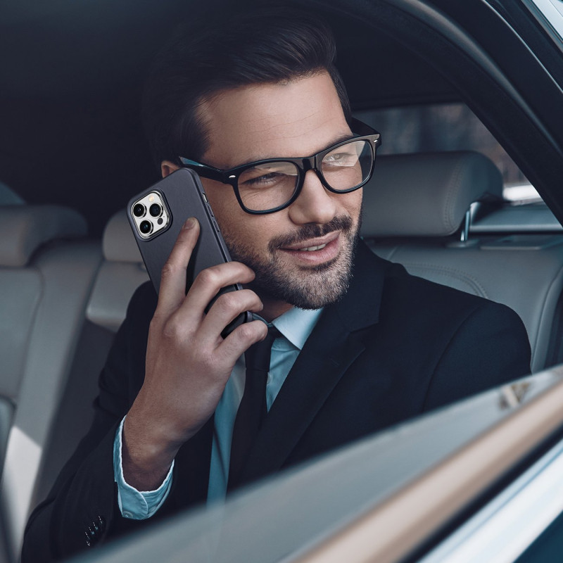 Dux Ducis Naples dėklas iPhone 14 Pro Max magnetinis odinis dėklas MagSafe mėlynas