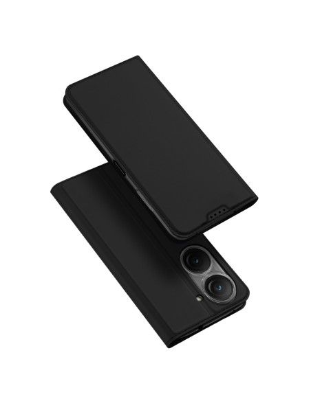 Dux Ducis Skin Pro dėklas, skirtas Asus Zenfone 9 dėklui su atvartu, kortelės piniginės stovu juodas Dux Ducis Skin Pro dėklas, skirtas Asus Zenfone 9 dėklui su atvartu, kortelės piniginės stovu juodas
