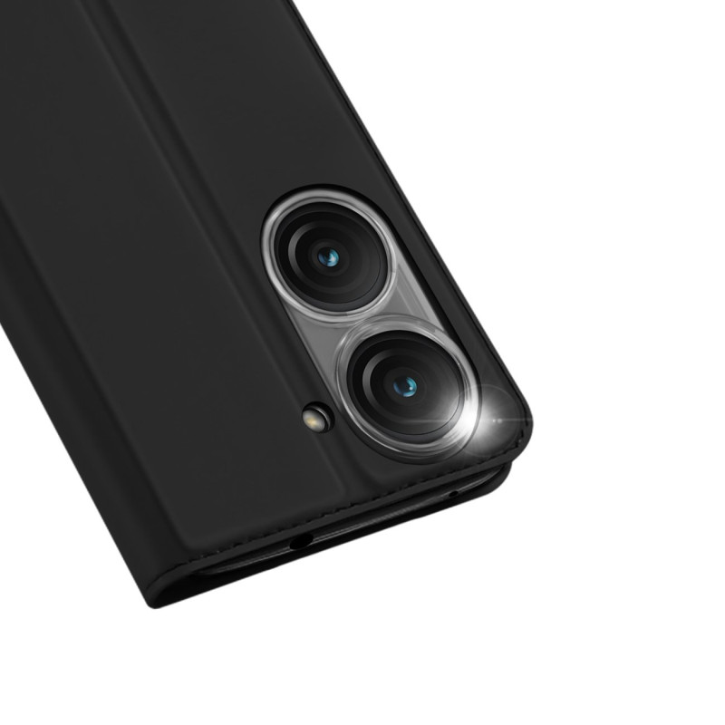 Dux Ducis Skin Pro dėklas, skirtas Asus Zenfone 9 dėklui su atvartu, kortelės piniginės stovu juodas