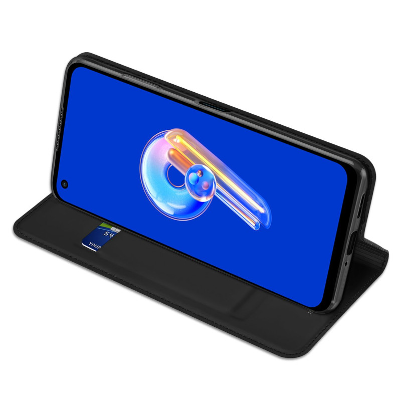 Dux Ducis Skin Pro dėklas, skirtas Asus Zenfone 9 dėklui su atvartu, kortelės piniginės stovu juodas