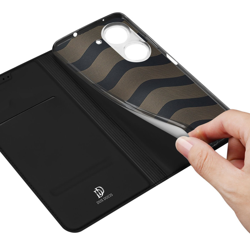 Dux Ducis Skin Pro dėklas, skirtas Asus Zenfone 9 dėklui su atvartu, kortelės piniginės stovu juodas