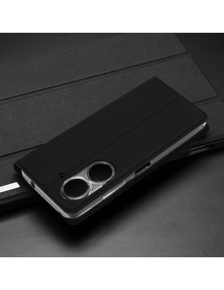 Dux Ducis Skin Pro dėklas, skirtas Asus Zenfone 9 dėklui su atvartu, kortelės piniginės stovu juodas Dux Ducis Skin Pro dėklas, skirtas Asus Zenfone 9 dėklui su atvartu, kortelės piniginės stovu juodas