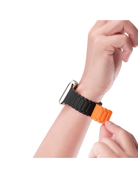 Dux Ducis dirželis (Armor Version), skirtas Apple Watch SE/ 9/ 8/ 7/ 6/ 5/ 4/ 3/ 2/ 1 (41/ 40/ 38mm) magnetinis - juoda ...