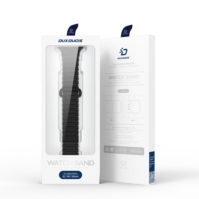 Dux Ducis dirželis (Armor Version), skirtas Apple Watch SE/ 9/ 8/ 7/ 6/ 5/ 4/ 3/ 2/ 1 (41/ 40/ 38mm) magnetinis - juoda ...
