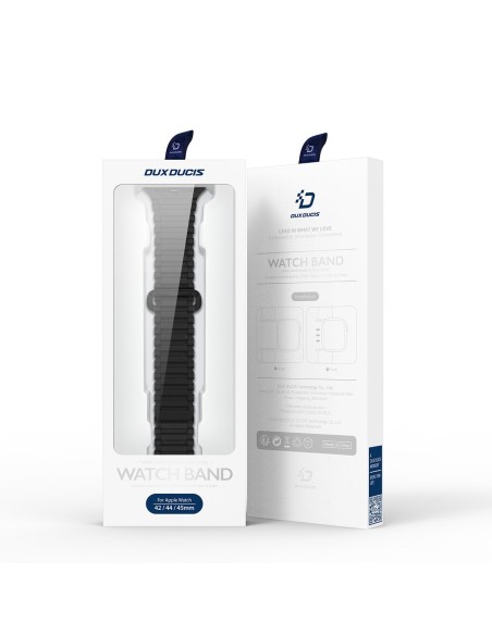 Dux Ducis dirželis (Armor Version), skirtas Apple Watch SE/ 9/ 8/ 7/ 6/ 5/ 4/ 3/ 2/ 1 (41/ 40/ 38mm) magnetinis - juoda ...