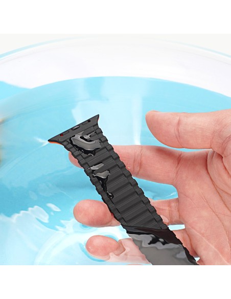 Dux Ducis dirželis (Armor Version), skirtas Apple Watch SE/ 9/ 8/ 7/ 6/ 5/ 4/ 3/ 2/ 1 (41/ 40/ 38mm) magnetinis - juoda ...