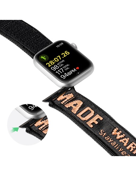 Dux Ducis dirželis (lauko versija) Apple Watch Ultra Strap, SE, 9, 8, 7, 6, 5, 4, 3, 2, 1 (49, 45, 44, 42 mm) juodos ir ...