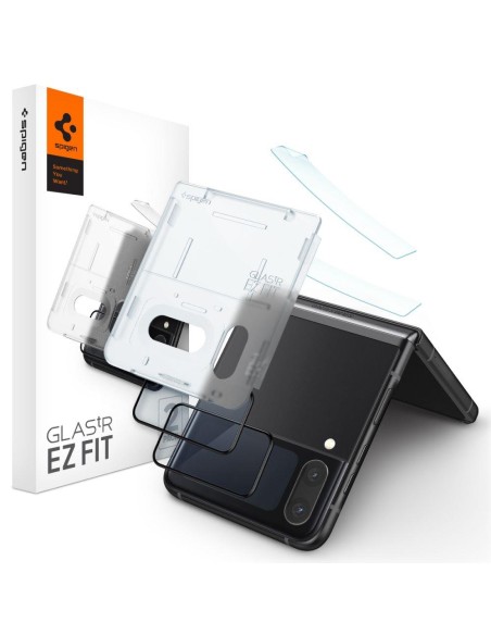 Spigen Glas.tR EZ Fit FC grūdintas stiklas su vyriais, skirtas Samsung Galaxy Z Flip 4 - juodas 2 vnt.
