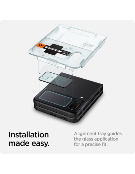 Spigen Glas.tR EZ Fit FC grūdintas stiklas su vyriais, skirtas Samsung Galaxy Z Flip 4 - juodas 2 vnt.
