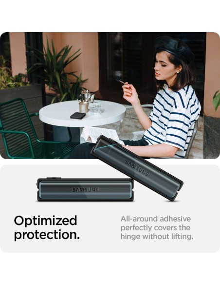 Spigen Glas.tR EZ Fit FC grūdintas stiklas su vyriais, skirtas Samsung Galaxy Z Flip 4 - juodas 2 vnt.