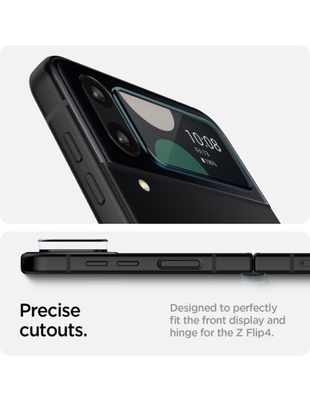 Spigen Glas.tR EZ Fit FC grūdintas stiklas su vyriais, skirtas Samsung Galaxy Z Flip 4 - juodas 2 vnt.