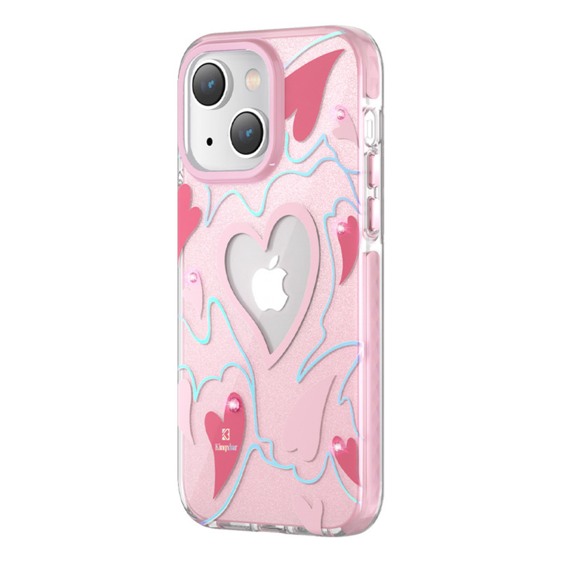Kingxbar Heart Star Series dėklas iPhone 14 dėklas su rožinėmis širdies žvaigždėmis Kingxbar Heart Star Series dėklas iPhone 14 dėklas su rožinėmis širdies žvaigždėmis
