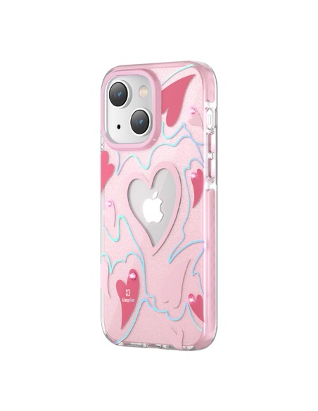 Kingxbar Heart Star Series dėklas iPhone 14 dėklas su rožinėmis širdies žvaigždėmis Kingxbar Heart Star Series dėklas iPhone 14 dėklas su rožinėmis širdies žvaigždėmis