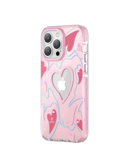 Kingxbar Heart Star serijos dėklas iPhone 14 Pro Max dėklas su rožinėmis širdies žvaigždėmis Kingxbar Heart Star serijos dėklas iPhone 14 Pro Max dėklas su rožinėmis širdies žvaigždėmis