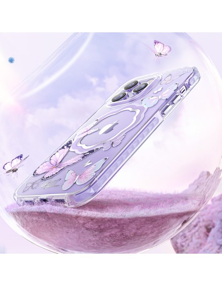 Kingxbar Butterfly serijos magnetinis dėklas iPhone 14 Pro MagSafe dėklas su drugeliais mėlynos spalvos Kingxbar Butterfly serijos magnetinis dėklas iPhone 14 Pro MagSafe dėklas su drugeliais mėlynos spalvos