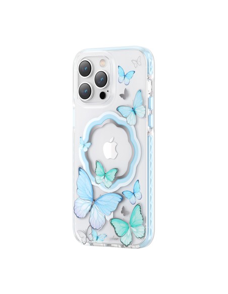 „Kingxbar Butterfly“ serijos magnetinis dėklas „iPhone 14 Pro Max MagSafe“ dėklas su mėlynais drugeliais „Kingxbar Butterfly“ serijos magnetinis dėklas „iPhone 14 Pro Max MagSafe“ dėklas su mėlynais drugeliais