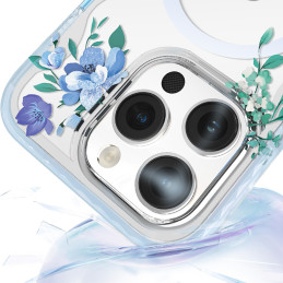 „Kingxbar Flora“ serijos magnetinis „iPhone 14 MagSafe“ dėklas, papuoštas orchidėjų gėlių atspaudais