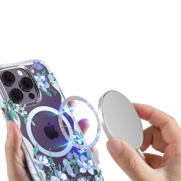 „Kingxbar Flora“ serijos magnetinis „iPhone 14 MagSafe“ dėklas, papuoštas orchidėjų gėlių atspaudais