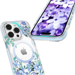 „Kingxbar Flora“ serijos magnetinis „iPhone 14 MagSafe“ dėklas, papuoštas orchidėjų gėlių atspaudais