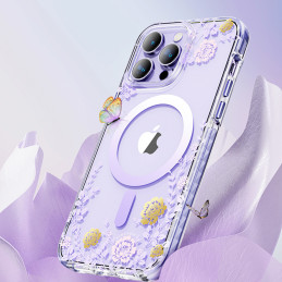 „Kingxbar Flora“ serijos magnetinis „iPhone 14 MagSafe“ dėklas, papuoštas orchidėjų gėlių atspaudais