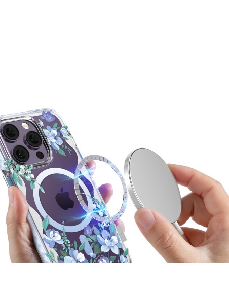 „Kingxbar Flora“ serijos magnetinis „iPhone 14 Pro MagSafe“ dėklas, papuoštas orchidėjų gėlių atspaudais „Kingxbar Flora“ serijos magnetinis „iPhone 14 Pro MagSafe“ dėklas, papuoštas orchidėjų gėlių atspaudais