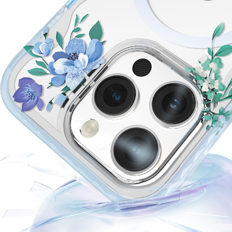 „Kingxbar Flora“ serijos magnetinis „iPhone 14 Pro MagSafe“ dėklas, papuoštas orchidėjų gėlių atspaudais