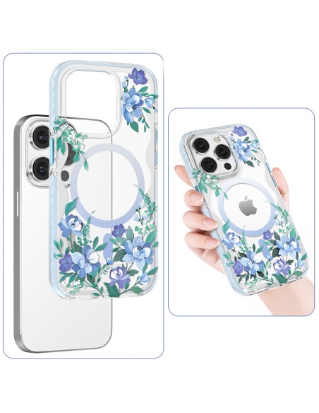 „Kingxbar Flora“ serijos magnetinis „iPhone 14 Pro MagSafe“ dėklas, papuoštas orchidėjų gėlių atspaudais „Kingxbar Flora“ serijos magnetinis „iPhone 14 Pro MagSafe“ dėklas, papuoštas orchidėjų gėlių atspaudais