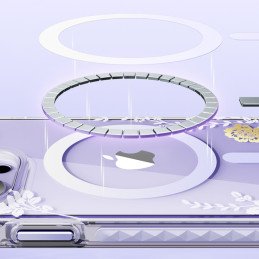 Kingxbar Flora serijos magnetinis iPhone 14 Pro Max MagSafe dėklas dekoruotas rožių gėlių raštu