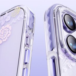 Kingxbar Flora serijos magnetinis iPhone 14 Pro Max MagSafe dėklas dekoruotas rožių gėlių raštu