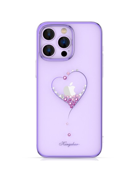 Silikono dėklas su Swarovski kristalais Kingxbar Wish Series iPhone 14 Pro - violetinė