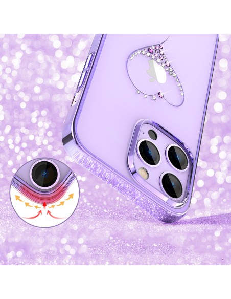 Silikono dėklas su Swarovski kristalais Kingxbar Wish Series iPhone 14 Pro - violetinė