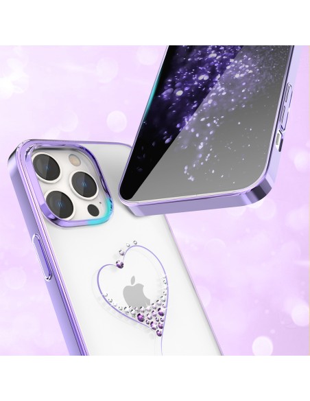 Silikono dėklas su Swarovski kristalais Kingxbar Wish Series iPhone 14 Pro - violetinė