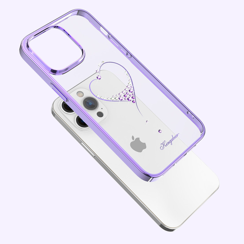 Silikono dėklas su Swarovski kristalais Kingxbar Wish Series iPhone 14 Pro - violetinė