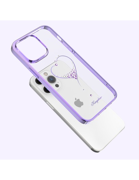 Silikono dėklas su Swarovski kristalais Kingxbar Wish Series iPhone 14 Pro - violetinė