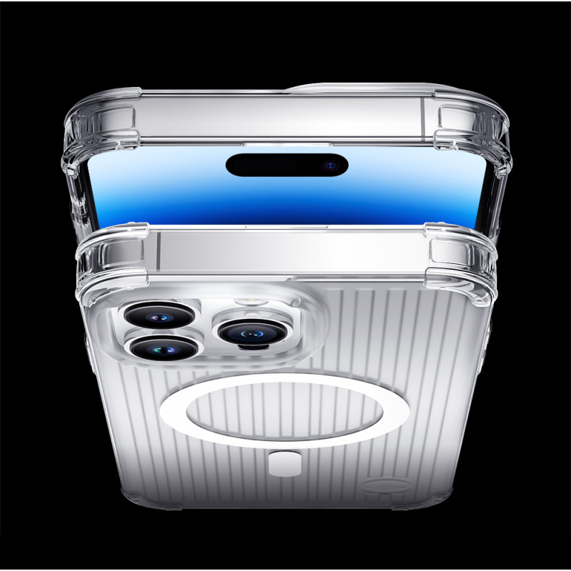 Kingxbar PQY Go Out serijos magnetinis dėklas skirtas iPhone 14 Pro Max MagSafe sidabrui
