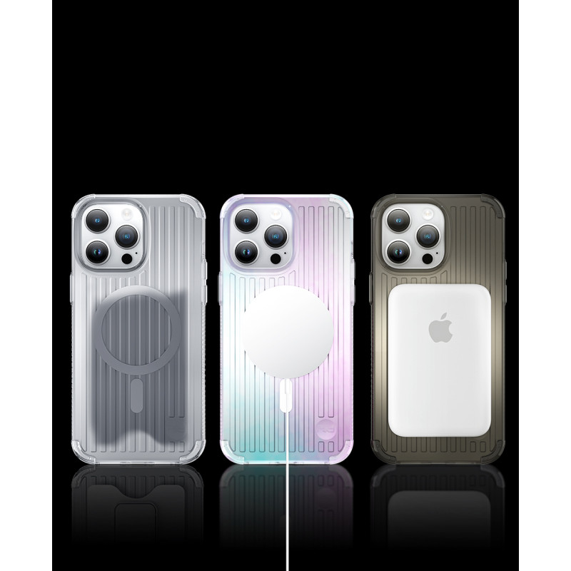 Kingxbar PQY Go Out serijos magnetinis dėklas skirtas iPhone 14 Pro Max MagSafe sidabrui