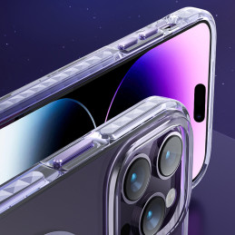 Kingxbar PQY Ice Crystal serijos magnetinis dėklas, skirtas iPhone 14 Pro MagSafe rožinė ir mėlyna