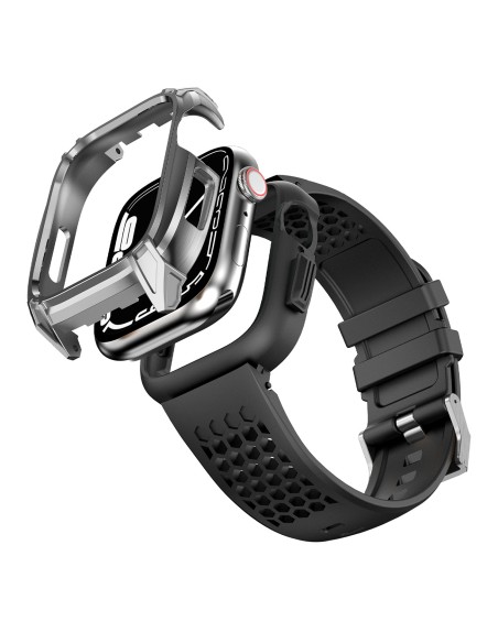 Kingxbar CYF148 2in1 šarvuotas dėklas Apple Watch SE, 6, 5, 4 (44 mm) pagamintas iš nerūdijančio plieno su sidabriniu di... Kingxbar CYF148 2in1 šarvuotas dėklas Apple Watch SE, 6, 5, 4 (44 mm) pagamintas iš nerūdijančio plieno su sidabriniu di...