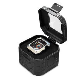 Kingxbar CYF148 2in1 šarvuotas dėklas Apple Watch SE, 6, 5, 4 (44 mm) pagamintas iš nerūdijančio plieno su sidabriniu di...