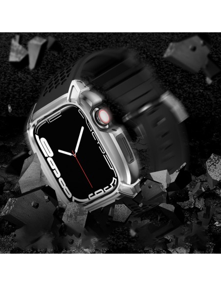 Kingxbar CYF148 2in1 šarvuotas dėklas Apple Watch SE, 6, 5, 4 (44 mm) pagamintas iš nerūdijančio plieno su sidabriniu di... Kingxbar CYF148 2in1 šarvuotas dėklas Apple Watch SE, 6, 5, 4 (44 mm) pagamintas iš nerūdijančio plieno su sidabriniu di...