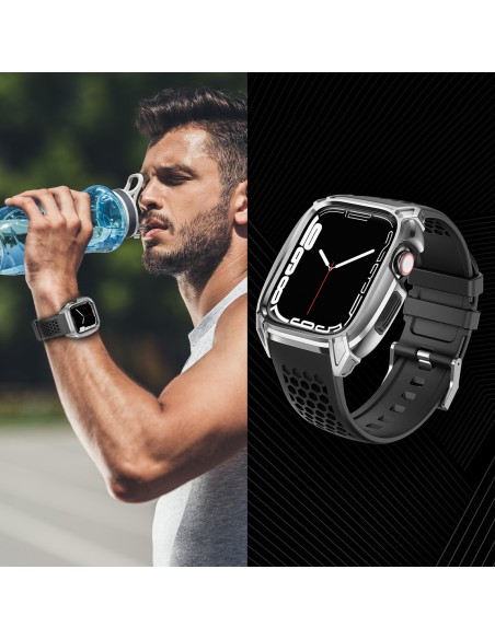 Kingxbar CYF148 2in1 šarvuotas dėklas Apple Watch SE, 6, 5, 4 (44 mm) pagamintas iš nerūdijančio plieno su sidabriniu di... Kingxbar CYF148 2in1 šarvuotas dėklas Apple Watch SE, 6, 5, 4 (44 mm) pagamintas iš nerūdijančio plieno su sidabriniu di...