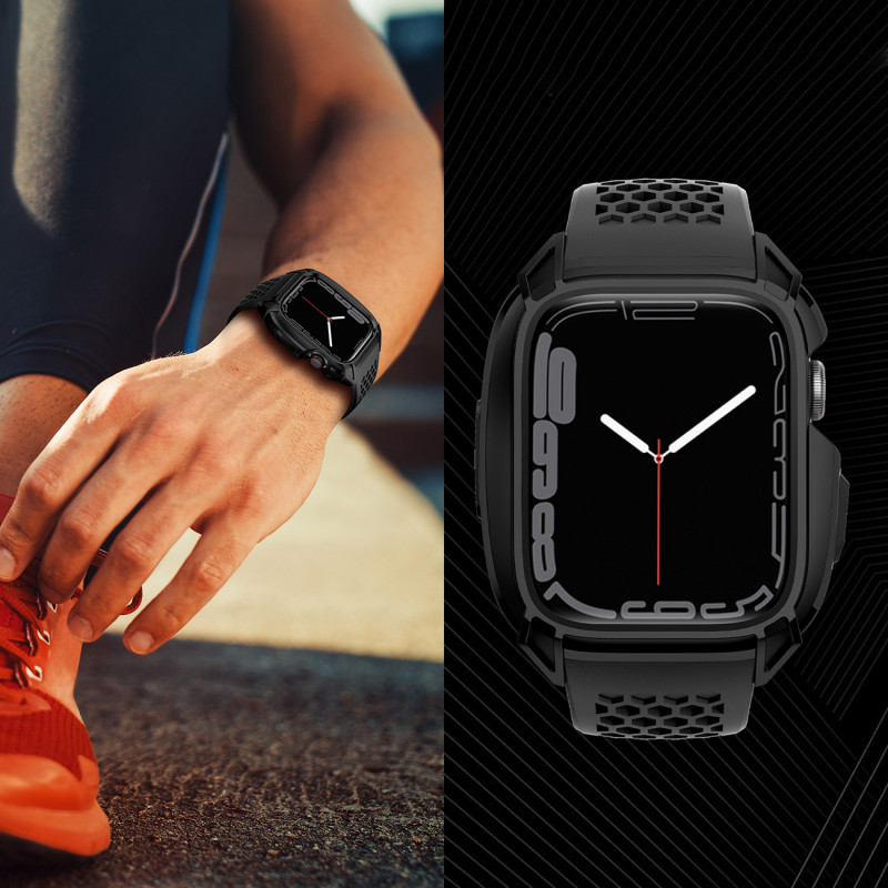 Kingxbar CYF148 2in1 šarvuotas dėklas Apple Watch SE, 6, 5, 4 (44 mm) pagamintas iš nerūdijančio plieno su dirželiu, juo...