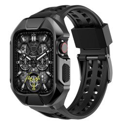 Kingxbar CYF136 2in1 šarvuotas dėklas Apple Watch SE, 6, 5, 4 (44 mm) pagamintas iš nerūdijančio plieno su dirželiu, juo...