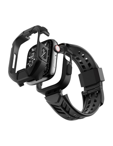 Kingxbar CYF136 2in1 šarvuotas dėklas Apple Watch SE, 6, 5, 4 (44 mm) pagamintas iš nerūdijančio plieno su dirželiu, juo...