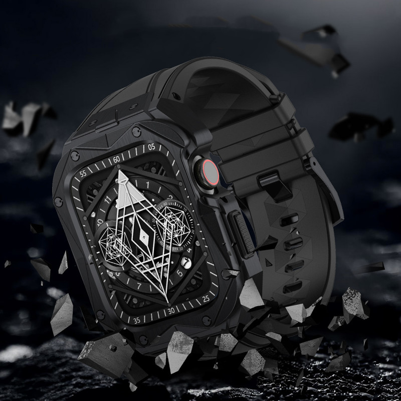 Kingxbar CYF140 2in1 šarvuotas dėklas Apple Watch SE, 6, 5, 4 (44 mm) pagamintas iš nerūdijančio plieno su dirželiu, juo...