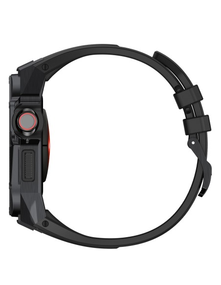 Kingxbar CYF140 2in1 šarvuotas dėklas Apple Watch 9, 8, 7 (45 mm) pagamintas iš nerūdijančio plieno su sidabriniu diržel...